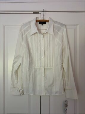 Jones New York White Pleated Front Dress Shirt NWT size XL